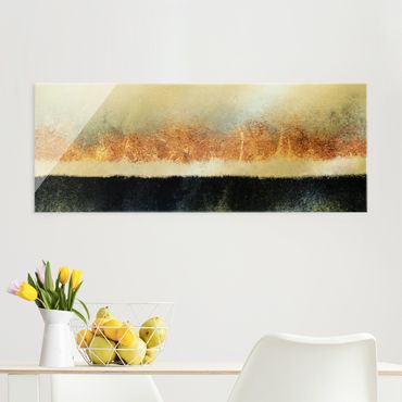 Obraz na szkle - Złoty horyzont akwarela
