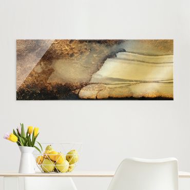 Obraz na szkle - Złoty marmur malowany