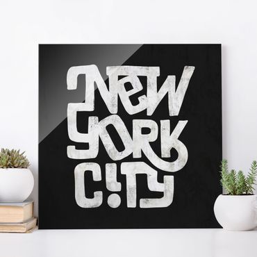Obraz na szkle - Graffiti Art Calligraphy New York City Black