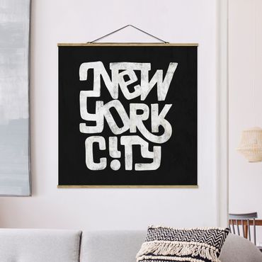 Plakat z wieszakiem - Graffiti Art Calligraphy New York City Black - Kwadrat 1:1