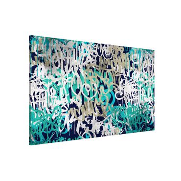 Tablica magnetyczna - Graffiti Art Tagged Wall Turquoise - Format poziomy 3:2