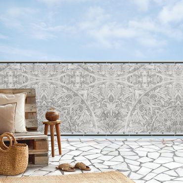 Osłona balkonowa zapewniająca prywatność - Szara mandala akwarela wzór ornament