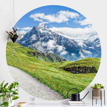 Okrągła tapeta samoprzylepna - Grindelwald Panorama