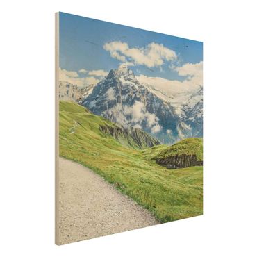 Obraz z drewna - Grindelwald Panorama