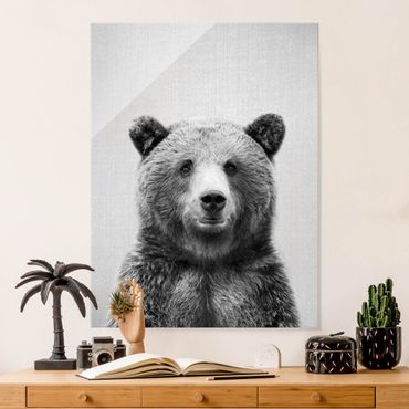 Obraz na szkle - Grizzly Bear Gustel Black And White