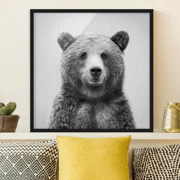 Obraz w ramie - Grizzly Bear Gustel Black And White