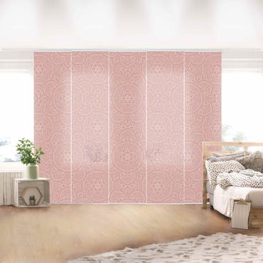 Zasłony panelowe zestaw - Duży wzór mandali w kolorze starego różu