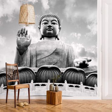 Fototapeta - Duży Budda Czarno-biały