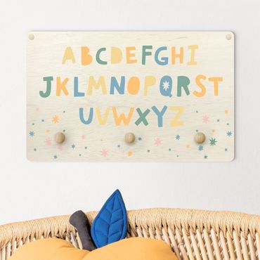 Dziecięcy wieszak ścienny - Duży alfabet z gwiazdami kolorowy