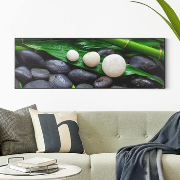 Wymienny obraz - Zielony bambus z kamieniami Zen