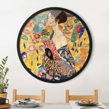 Okrągły obraz w ramie - Gustav Klimt - Lady With Fan