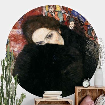 Okrągła tapeta samoprzylepna - Gustav Klimt - Dama z mufką
