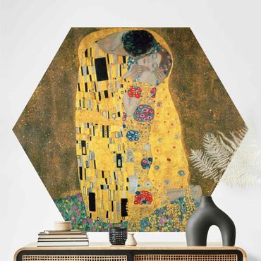 Sześciokątna tapeta samoprzylepna - Gustav Klimt - Pocałunek