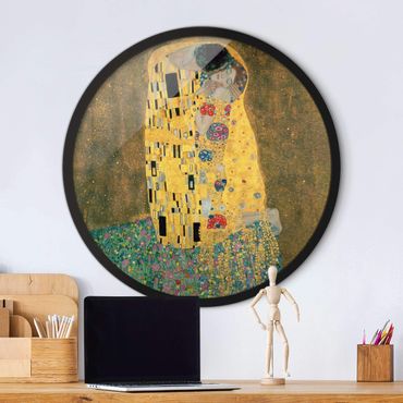 Okrągły obraz w ramie - Gustav Klimt - The Kiss
