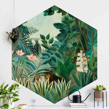 Sześciokątna tapeta samoprzylepna - Henri Rousseau - Dżungla na równiku