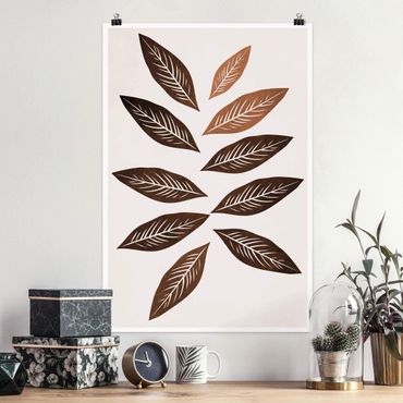 Plakat - Jesienne liście brązowy