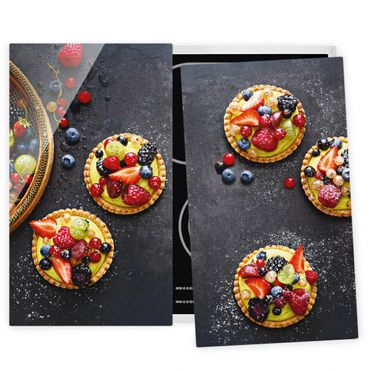 Szklana płyta ochronna na kuchenkę 2-częściowa - deser jagodowy