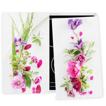 Szklana płyta ochronna na kuchenkę 2-częściowa - Układanie kwiatów