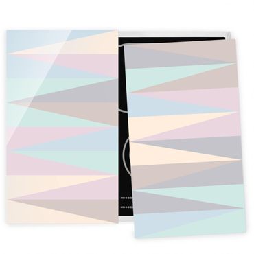 Szklana płyta ochronna na kuchenkę 2-częściowa - Trójkąty w pastelowych kolorach