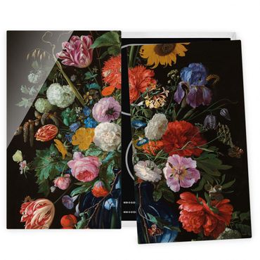Szklana płyta ochronna na kuchenkę 2-częściowa - Jan Davidsz de Heem - Szklany wazon z kwiatami