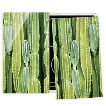 Szklana płyta ochronna na kuchenkę 2-częściowa - Ściana kaktusów