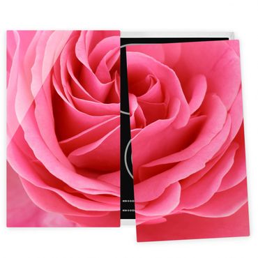 Szklana płyta ochronna na kuchenkę 2-częściowa - Różowa róża pełna wdzięku