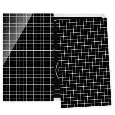 Szklana płyta ochronna na kuchenkę 2-częściowa - Płytki mozaikowe Czarny Mat