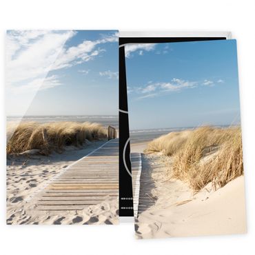 Szklana płyta ochronna na kuchenkę 2-częściowa - Plaża nad Morzem Bałtyckim