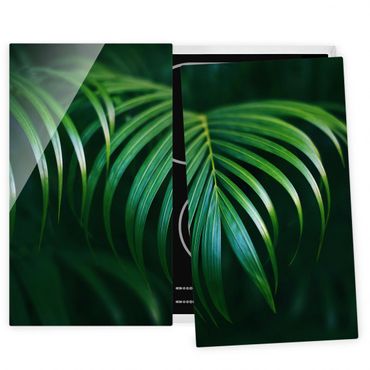 Szklana płyta ochronna na kuchenkę 2-częściowa - Kwiat palmy