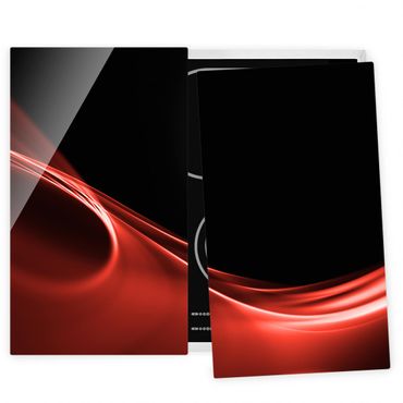 Szklana płyta ochronna na kuchenkę 2-częściowa - Czerwona fala