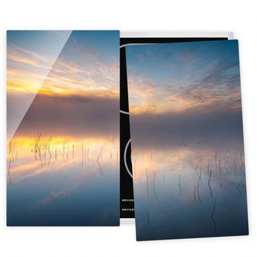 Szklana płyta ochronna na kuchenkę 2-częściowa - Wschód słońca Jezioro Szwedzkie