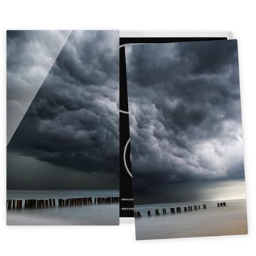 Szklana płyta ochronna na kuchenkę 2-częściowa - Chmury burzowe nad Morzem Bałtyckim