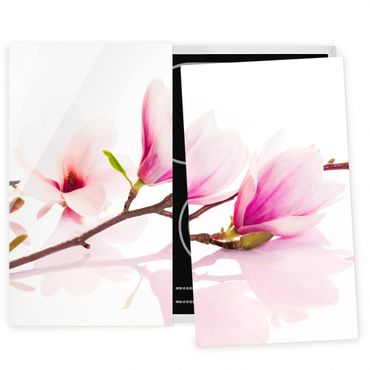 Szklana płyta ochronna na kuchenkę 2-częściowa - Gałązka magnolii delikatnej