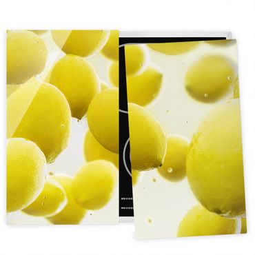 Szklana płyta ochronna na kuchenkę 2-częściowa - Citrony w wodzie