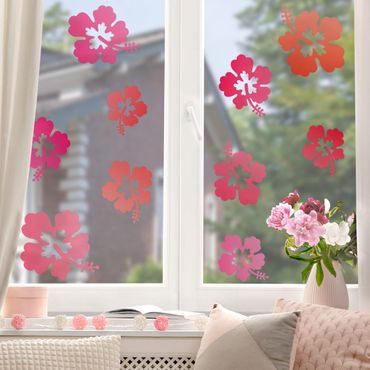 Naklejka na okno - Kwiaty hibiskusa