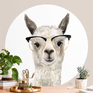 Okrągła tapeta samoprzylepna - Hippy Llama w okularach I