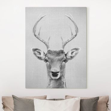 Obraz na płótnie - Deer Heinrich Black And White - Format pionowy 3:4