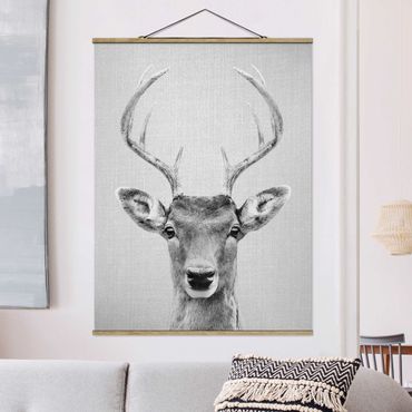 Plakat z wieszakiem - Deer Heinrich Black And White - Format pionowy 3:4