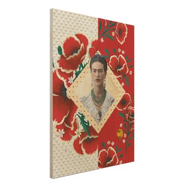 Obraz z drewna - Frida Kahlo - Kwiaty maku