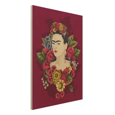 Obraz z drewna - Frida Kahlo - Róże