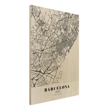 Obraz z drewna - City Map Barcelona - Klasyczna