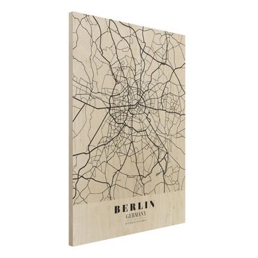 Obraz z drewna - City Map Berlin - Klasyczna
