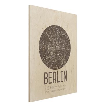 Obraz z drewna - Mapa miasta Berlin - Retro