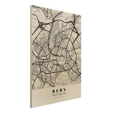 Obraz z drewna - Mapa miasta Berno - Klasyczna