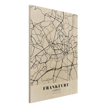 Obraz z drewna - Mapa miasta Frankfurt - Klasyczna