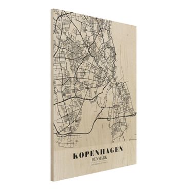 Obraz z drewna - City Map Copenhagen - Klasyczna