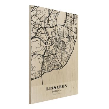 Obraz z drewna - City Map Lisbon - Klasyczna
