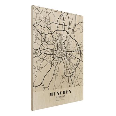 Obraz z drewna - City Map Munich - Klasyczna