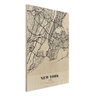 Obraz z drewna - Mapa miasta Nowy Jork - Klasyczna