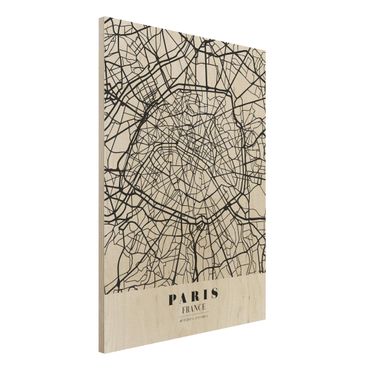 Obraz z drewna - City Map Paris - Klasyczna